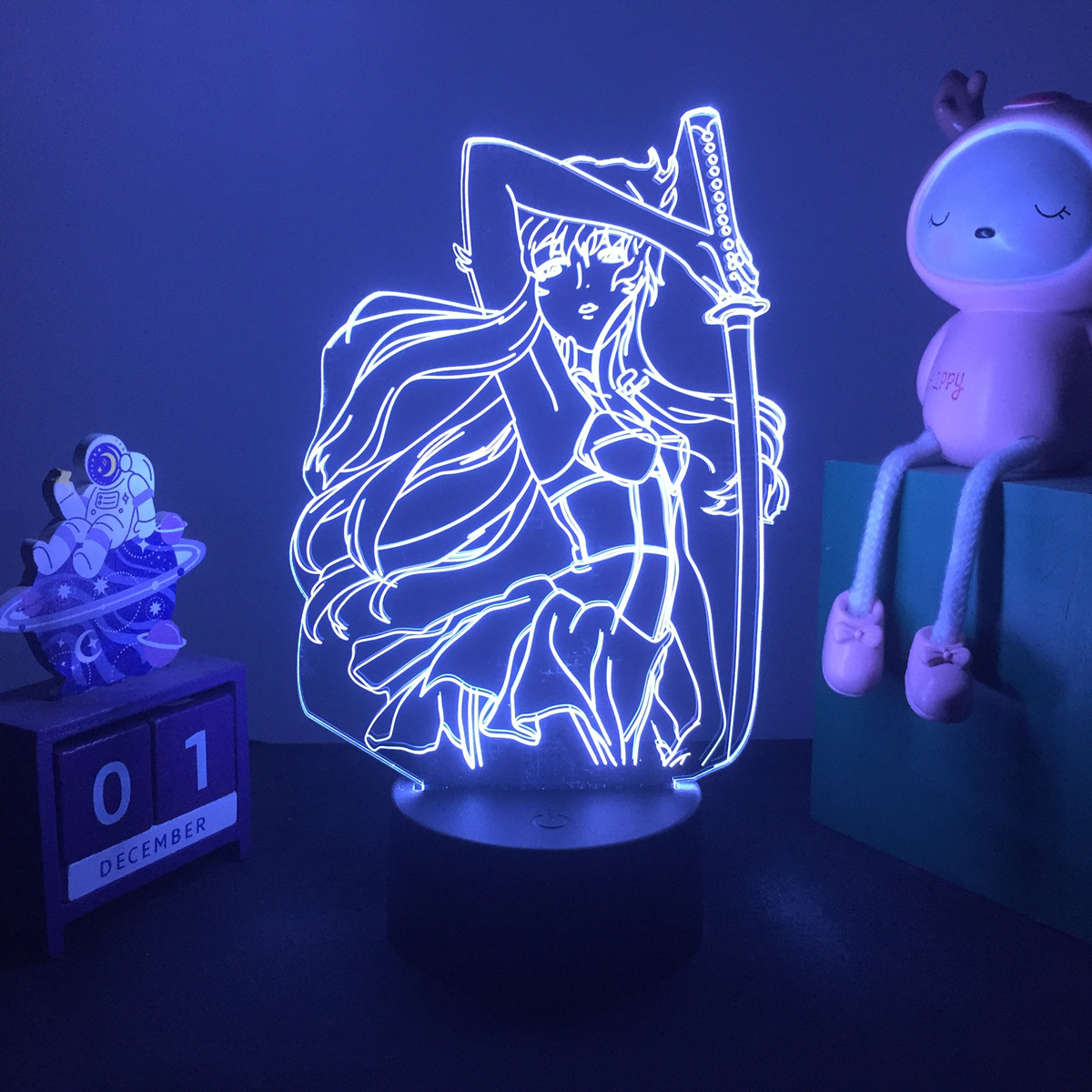 3d Lamp Anime 아이를위한 미래 일기 Nightlight 침실 장식 침대 옆 램프 생일 선물 Waifu Manga Led Light Yuno Gasai